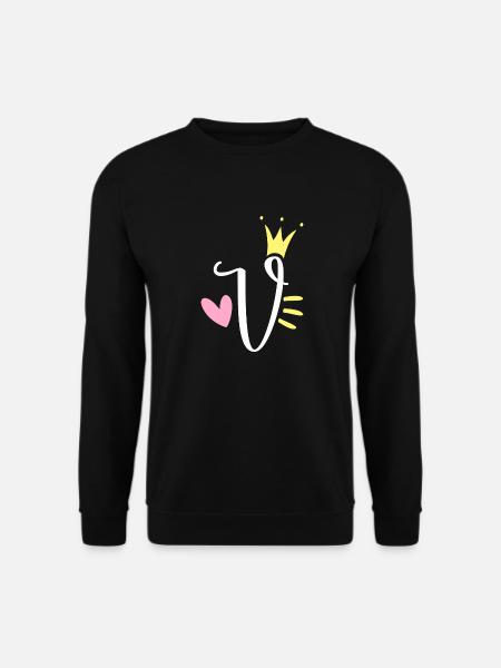 Lettre V Lettre initiale Couronne - Sweat-shirt Unisexe - noir