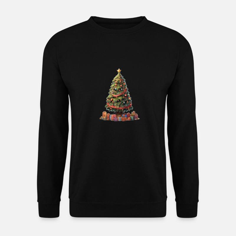 Weihnachtsbaum mit Geschenken - Unisex Pullover - Schwarz