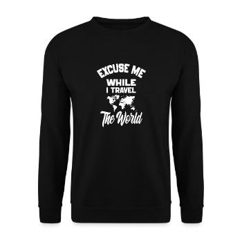 Excuse Me While I Travel The World-World map 2024 - Unisex Sweatshirt - black - Front - Alina (178cm) & Michal (187cm)