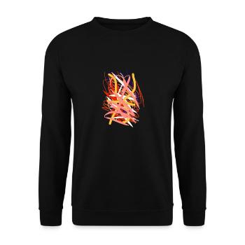 Abstrakte farbige Spinne Kunst auf T-Shirt - Unisex Pullover - Schwarz - Vorne - Alina (178cm) & Michal (187cm)
