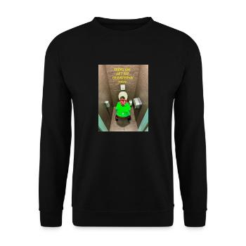 Abwarten. Lassen Sie mich darüber nachdenken. - Unisex Pullover - Schwarz - Vorne - Alina (178cm) & Michal (187cm)