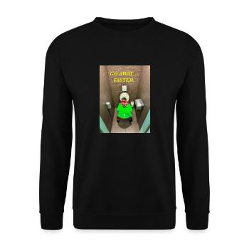 Geh weg... Schneller. - Unisex Pullover - Schwarz - Vorne - Alina (178cm) & Michal (187cm)