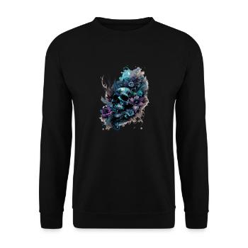 Human Skull & Flowers 39 - Unisex Sweatshirt - black - Front - Alina (178cm) & Michal (187cm)