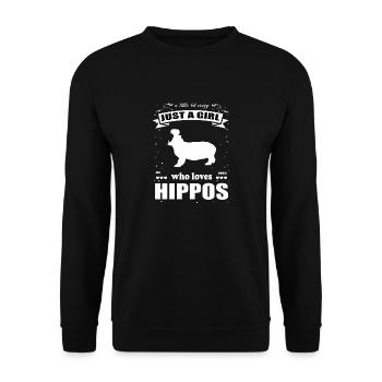 Just a Girl who loves Nilpferde Outfit - Unisex Pullover - Schwarz - Vorne - Alina (178cm) & Michal (187cm)