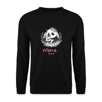 Mama est 2024 I Panda Bear Mum I First Time Mom - Unisex Pullover - Schwarz - Vorne - Alina (178cm) & Michal (187cm)