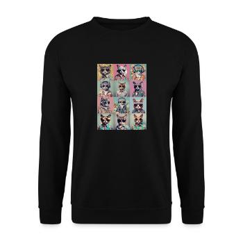 Coole Katzen - Unisex Pullover - Schwarz - Vorne - Alina (178cm) & Michal (187cm)