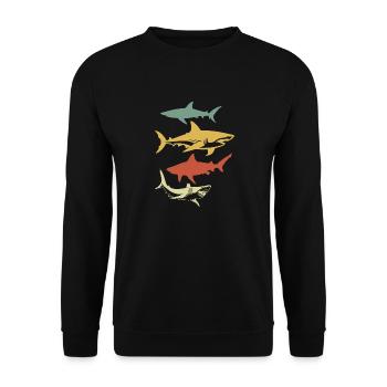 requin rétro vintage - Sweat-shirt Unisexe - noir - Devant - Alina (178cm) & Michal (187cm)