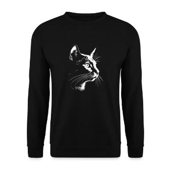 Cat, Cat Motif - Unisex Sweatshirt - black - Front - Alina (178cm) & Michal (187cm)