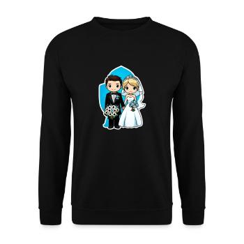 just married - pour mariage - Sweat-shirt Unisexe - noir - Devant - Alina (178cm) & Michal (187cm)