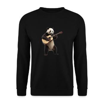 Panda Gitarre - Unisex Pullover - Schwarz - Vorne - Alina (178cm) & Michal (187cm)
