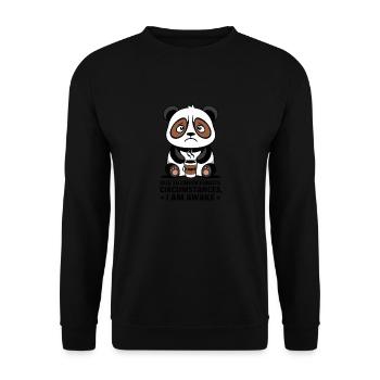 Aufgrund unglücklicher Umstände bin ich wach, Panda - Unisex Pullover - Schwarz - Vorne - Alina (178cm) & Michal (187cm)