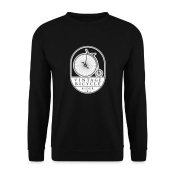 Vintage Bicycle Rider, White on Dark, Farthing - Unisex Sweatshirt - black - Front - Alina (178cm) & Michal (187cm)