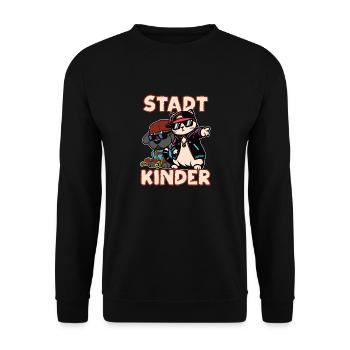 Stadtkinder Design, Hip Hop Katze und Hund - Unisex Pullover - Schwarz - Vorne - Alina (178cm) & Michal (187cm)