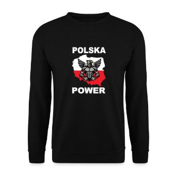 Polska Power, Cool Poland Design with White Eagle - Unisex Sweatshirt - black - Front - Alina (178cm) & Michal (187cm)