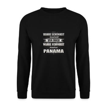 Wahre Schönheit kommt aus Panama Design - Unisex Pullover - Schwarz - Vorne - Alina (178cm) & Michal (187cm)