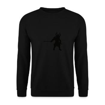 Samurai Black Silhoutten Design - Unisex Sweatshirt - black - Front - Alina (178cm) & Michal (187cm)