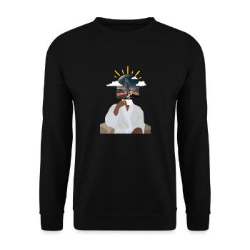 Café et astronaute - Sweat-shirt Unisexe - noir - Devant - Alina (178cm) & Michal (187cm)