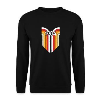 Cadeau 40 ans, Design Rétro, 1984 - Sweat-shirt Unisexe - noir - Devant - Alina (178cm) & Michal (187cm)