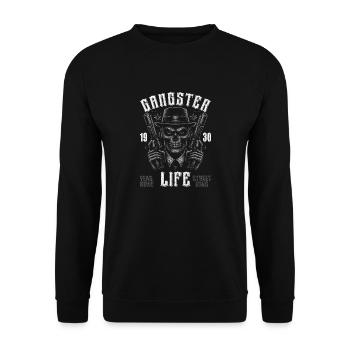 1930 Gangster Life Retro Skull in Mafia Attire - Unisex Sweatshirt - black - Front - Alina (178cm) & Michal (187cm)