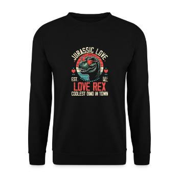 Dinosaure Love T-Rex avec Love Rex - Sweat-shirt Unisexe - noir - Devant - Alina (178cm) & Michal (187cm)