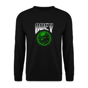 Obey Illustration Bold Green Virus Skull - Unisex Sweatshirt - black - Front - Alina (178cm) & Michal (187cm)