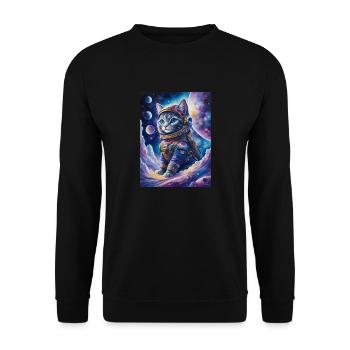 chat astronaute - Sweat-shirt Unisexe - noir - Devant - Alina (178cm) & Michal (187cm)