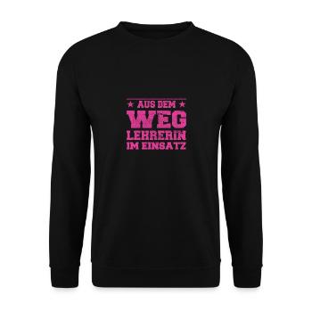 Out of the Way Teacher in Action Design - Unisex Sweatshirt - black - Front - Alina (178cm) & Michal (187cm)