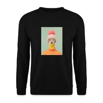 AP Surreal Human Dog Portrait 1 August 2024 - Unisex Pullover - Schwarz - Vorne - Alina (178cm) & Michal (187cm)