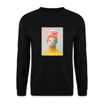 AP Surreal Human Dog Portrait 3 August 2024 - Unisex Pullover - Schwarz - Vorne - Alina (178cm) & Michal (187cm)