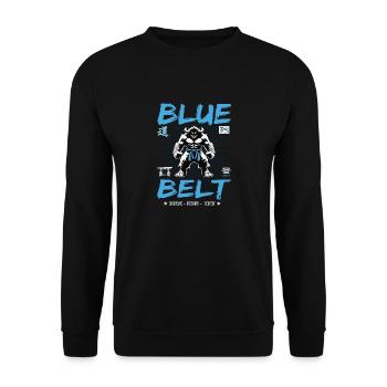 Blue Belt in Martial Arts Design - Blue Belt - Unisex Sweatshirt - black - Front - Alina (178cm) & Michal (187cm)