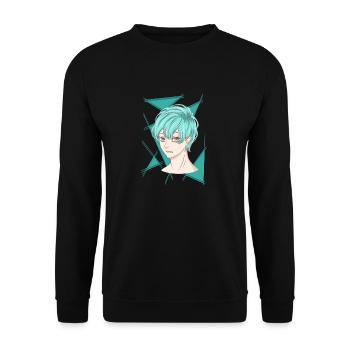 manga Boy Türkis cool mangastyle Anime Comic toon - Unisex Pullover - Schwarz - Vorne - Alina (178cm) & Michal (187cm)