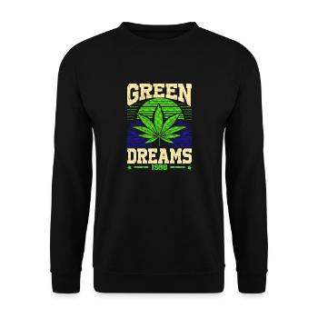 Green Dreams 1988 Retro Vintage Cannabisblatt - Unisex Pullover - Schwarz - Vorne - Alina (178cm) & Michal (187cm)
