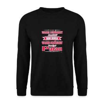 True beauty comes from Palau Design - Unisex Sweatshirt - black - Front - Alina (178cm) & Michal (187cm)