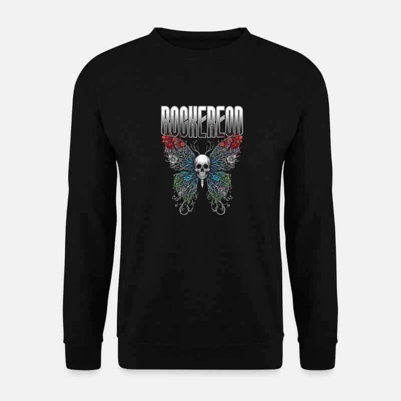 Lebendige Schädel & Schmetterling Ätherische Flügel - Unisex Pullover - Schwarz