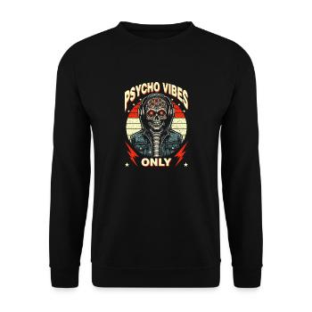 Wild Mutant Skull Design Psycho Vibes Only" - Unisex Pullover - Schwarz - Vorne - Alina (178cm) & Michal (187cm)