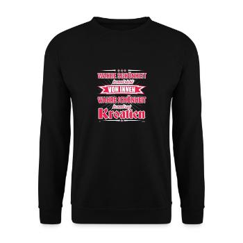 True beauty comes from Croatia design - Unisex Sweatshirt - black - Front - Alina (178cm) & Michal (187cm)