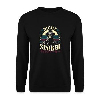 Night Stalker 1985 Retro Skull & Japanese Letters - Unisex Sweatshirt - black - Front - Alina (178cm) & Michal (187cm)