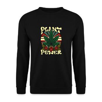 Rétro Feuille de Cannabis Design Plante Puissance Déclaration - Sweat-shirt Unisexe - noir - Devant - Alina (178cm) & Michal (187cm)