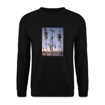Futuristische metallische Roboterfamilie - Unisex Pullover - Schwarz - Vorne - Alina (178cm) & Michal (187cm)