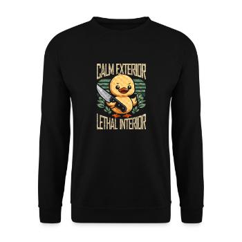 Calm Exterior Lethal interior kawaii Duck & Knife - Unisex Sweatshirt - black - Front - Alina (178cm) & Michal (187cm)