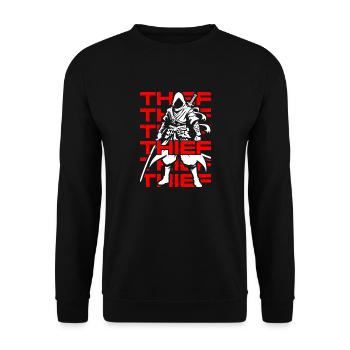 JRPG Thief Character Black, Red, White Stealth - Unisex Sweatshirt - black - Front - Alina (178cm) & Michal (187cm)