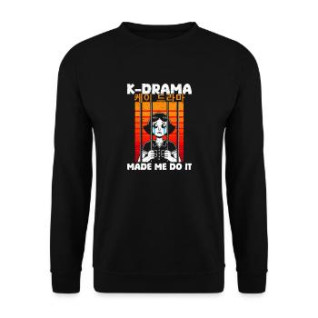 K-Drama m’a fait le faire Rétro Vintage Sarcastique Mème - Sweat-shirt Unisexe - noir - Devant - Alina (178cm) & Michal (187cm)