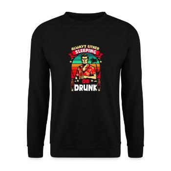 Always Sleeping or Drunk Funny Vintage Vibes - Unisex Sweatshirt - black - Front - Alina (178cm) & Michal (187cm)