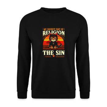 Chat diable rétro : la meilleure partie de la religion - Sweat-shirt Unisexe - noir - Devant - Alina (178cm) & Michal (187cm)