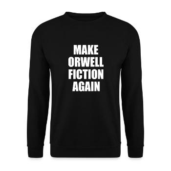 make orwell fiction again - Unisex Pullover - Schwarz - Vorne - Alina (178cm) & Michal (187cm)
