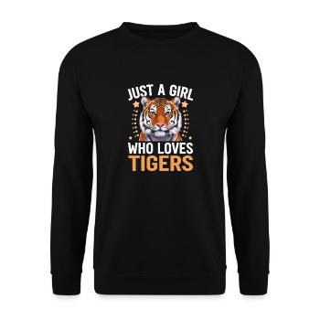 Tiger Tier Zoo Wildtier - Unisex Pullover - Schwarz - Vorne - Alina (178cm) & Michal (187cm)