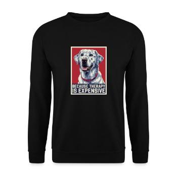 Glück mit Labradoren erleben - Unisex Pullover - Schwarz - Vorne - Alina (178cm) & Michal (187cm)