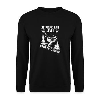 Ich kann keinen Wintersport treiben - Unisex Pullover - Schwarz - Vorne - Alina (178cm) & Michal (187cm)