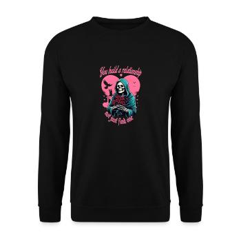 Building a Relationship – Skeleton Theme - Unisex Sweatshirt - black - Front - Alina (178cm) & Michal (187cm)