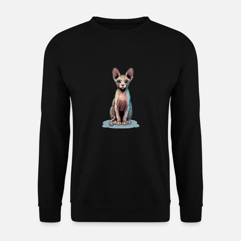 Illustration einer Sphynxkatze in bunten Farben - Unisex Pullover - Schwarz
